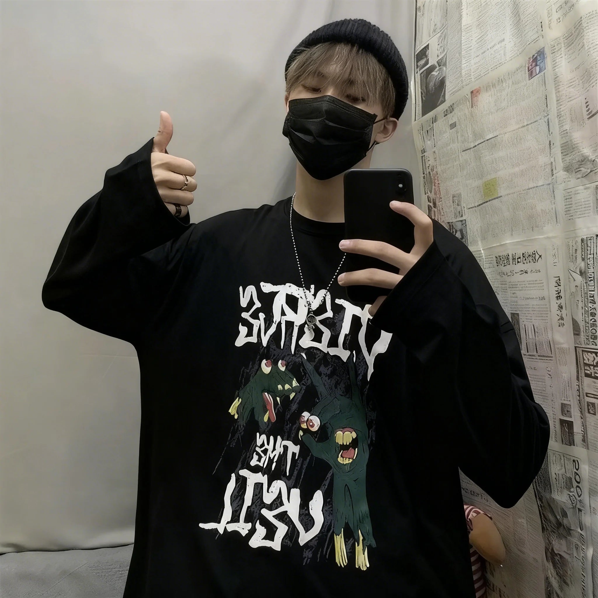 Oversized Gothic Streetwear Long Sleeve Tee