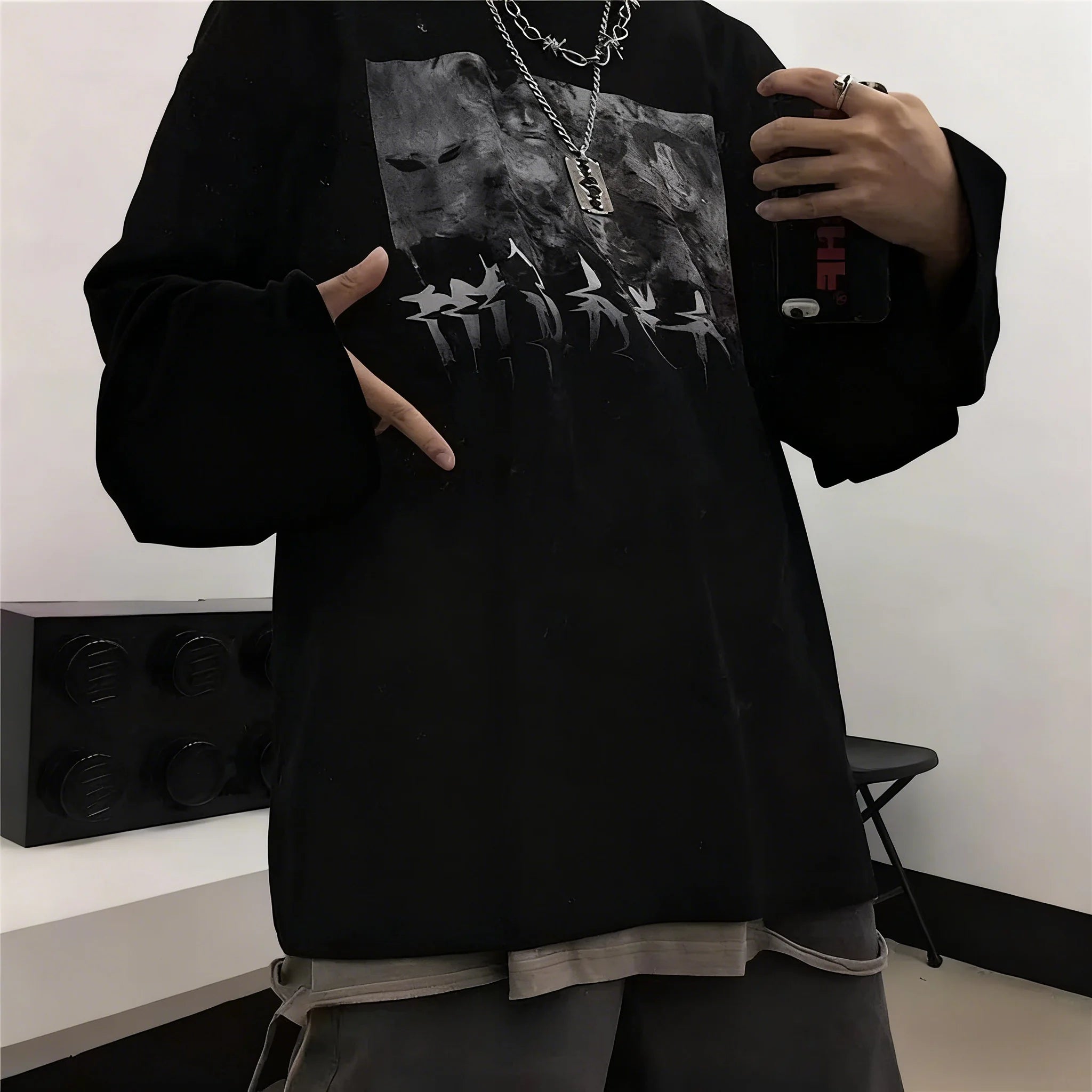 Oversized Gothic Streetwear Long Sleeve Tee