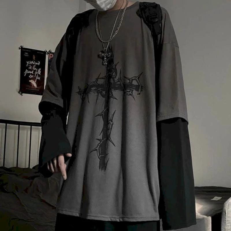 Oversized Gothic Streetwear Long Sleeve Tee