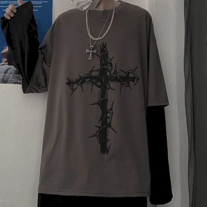 Oversized Gothic Streetwear Long Sleeve Tee