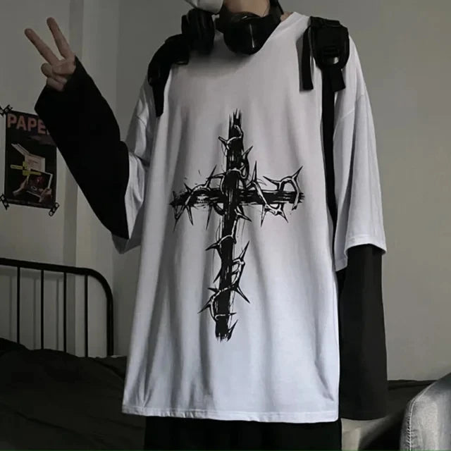 Oversized Gothic Streetwear Long Sleeve Tee